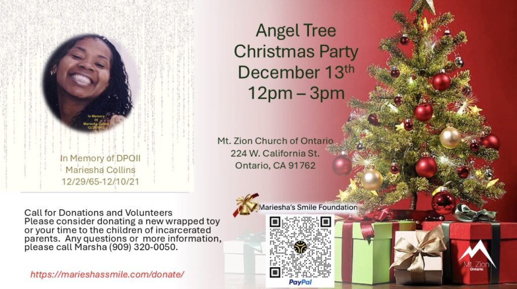 Angel Tree Christmas Party invitation with gifts.